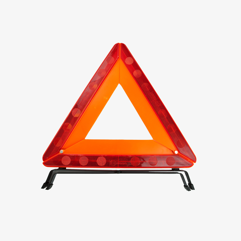 sécurité routière Triangle de signalisation réflecteur argent et rouge avec support pour voiture 