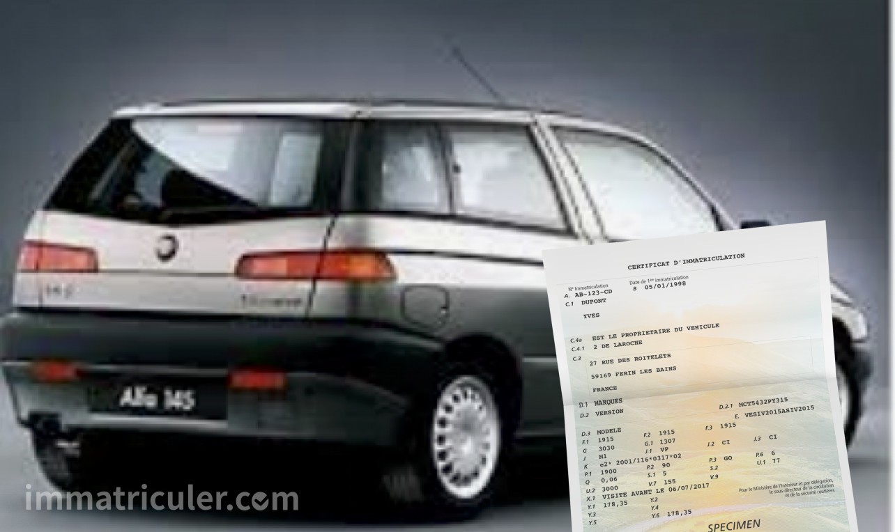 prix carte grise alfa-romeo 145-3