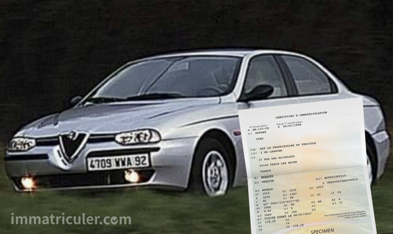 prix carte grise alfa-romeo 156-3