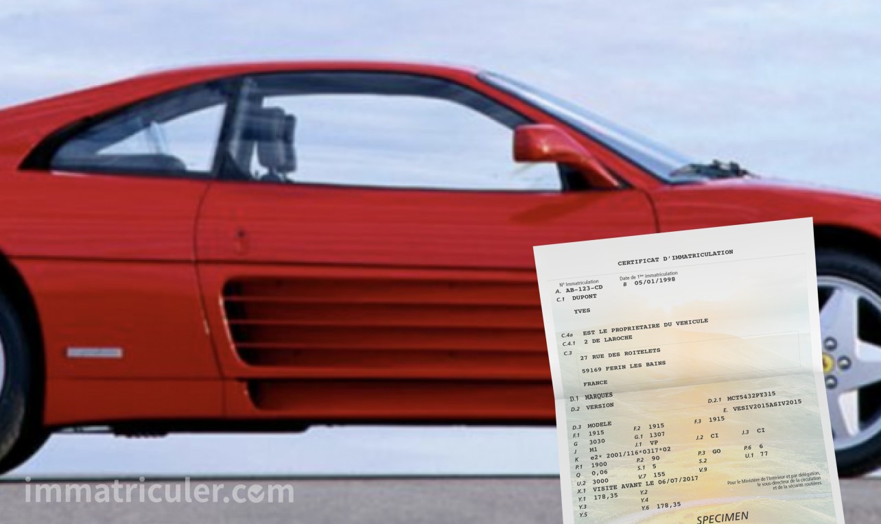 prix carte grise ferrari 348-60
