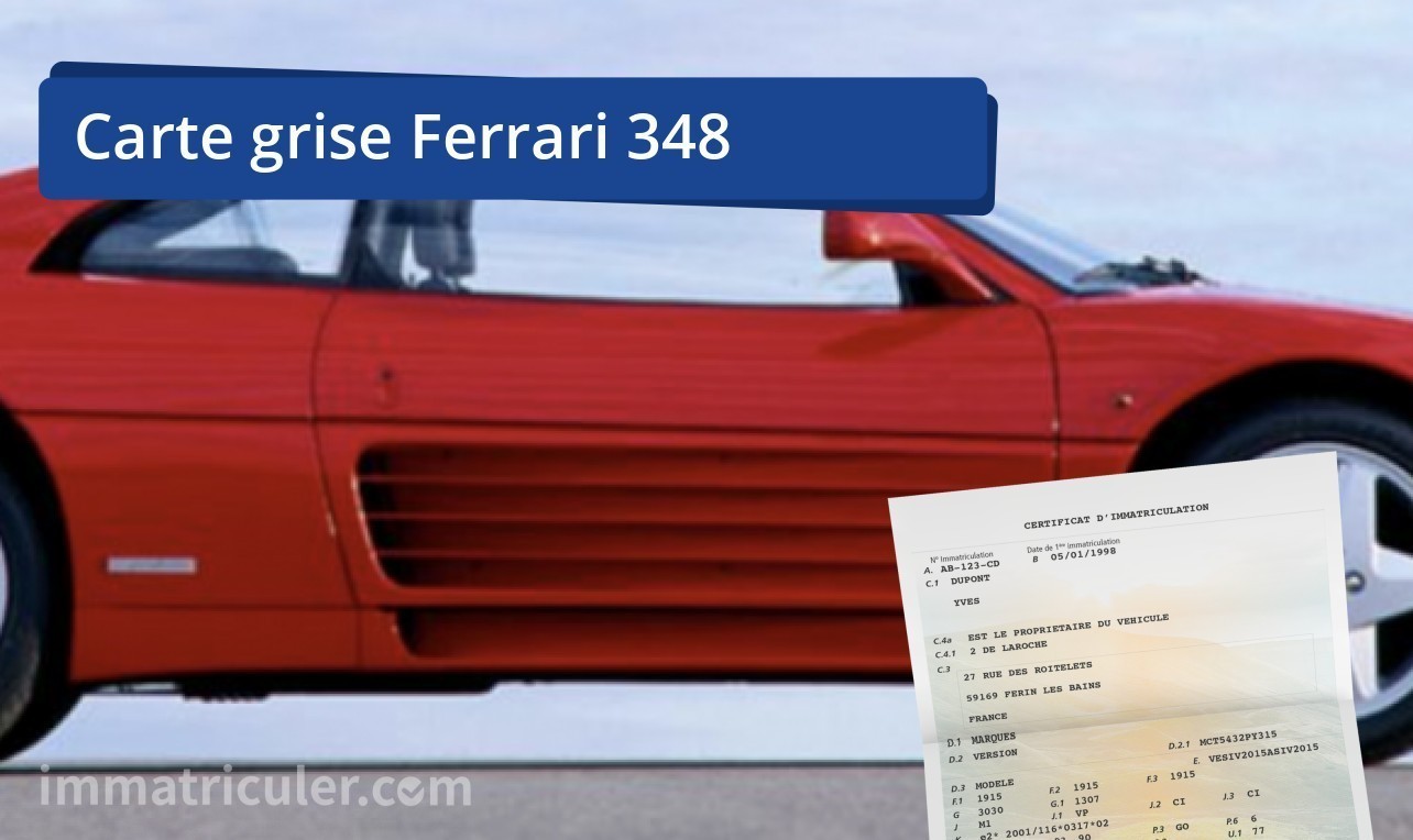 prix carte grise ferrari 348-60