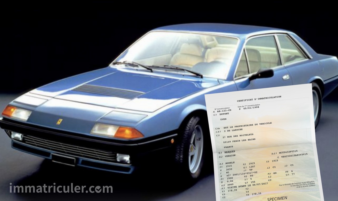 prix carte grise ferrari 400-60