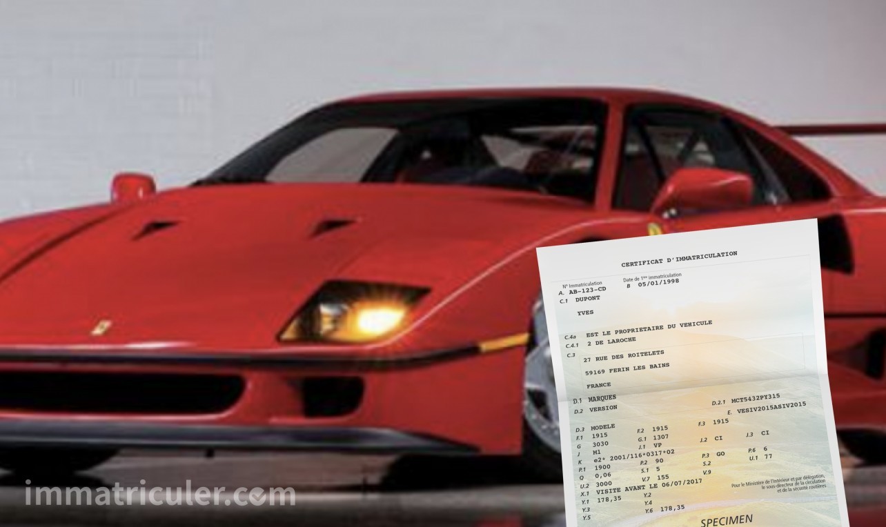 prix carte grise ferrari f40-60