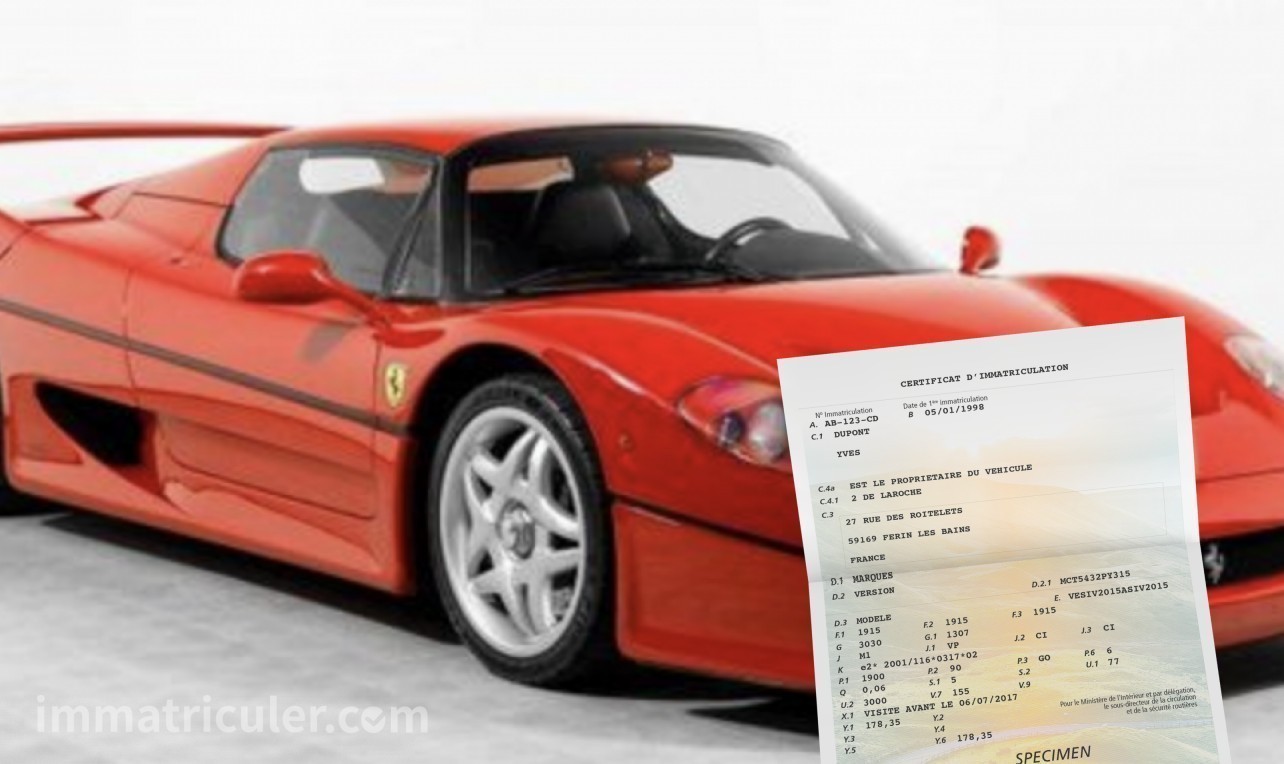 prix carte grise ferrari f50-60