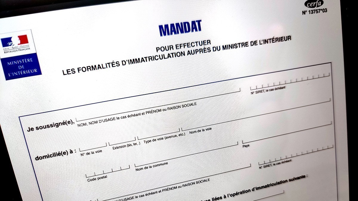 Mandat D immatriculation Document Officiel Indispensable