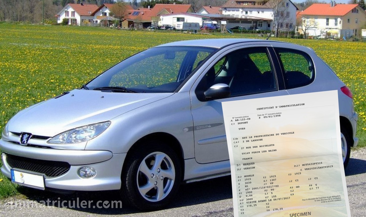 prix carte grise peugeot 206-135